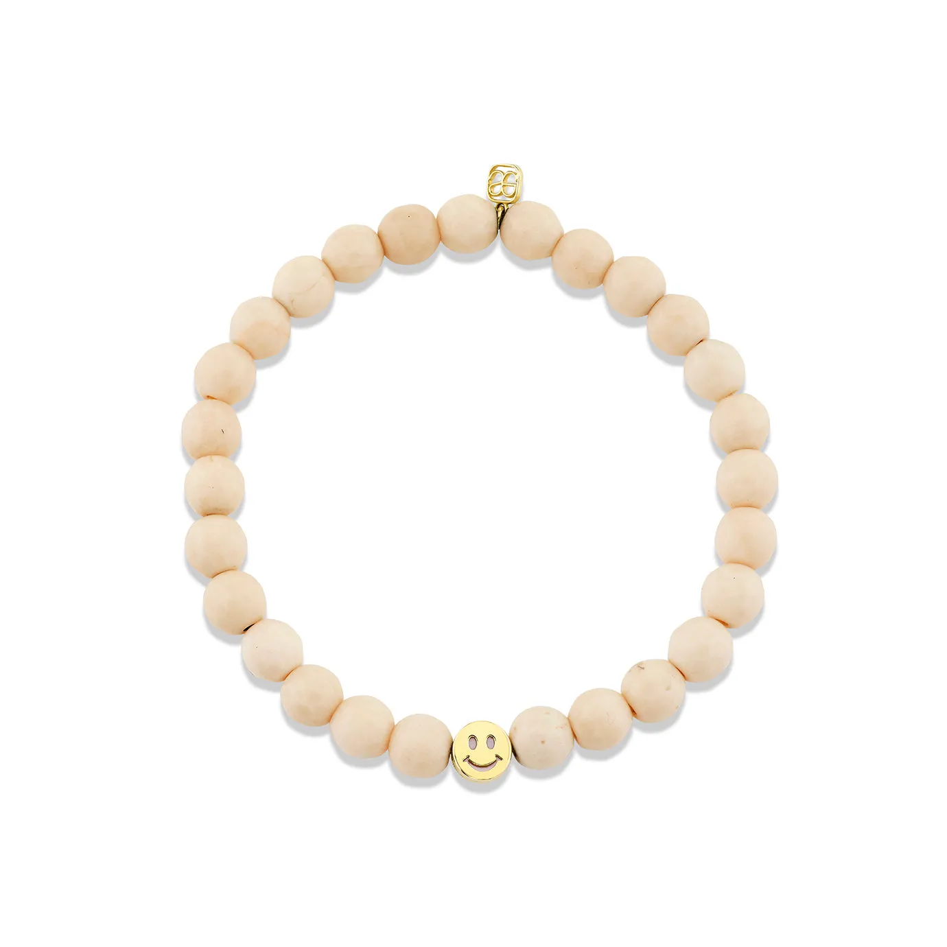 Gold & Mother of Pearl Inlay Icon Bead Happy Face on Cream Jasper sold by Sydney Evan product image thumbnail 3
