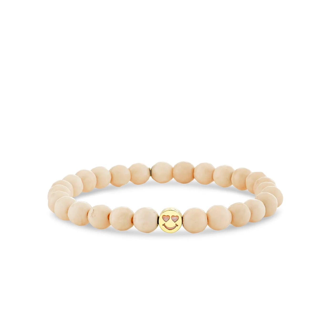 Gold & Mother of Pearl Inlay Icon Bead Happy Face on Cream Jasper sold by Sydney Evan
