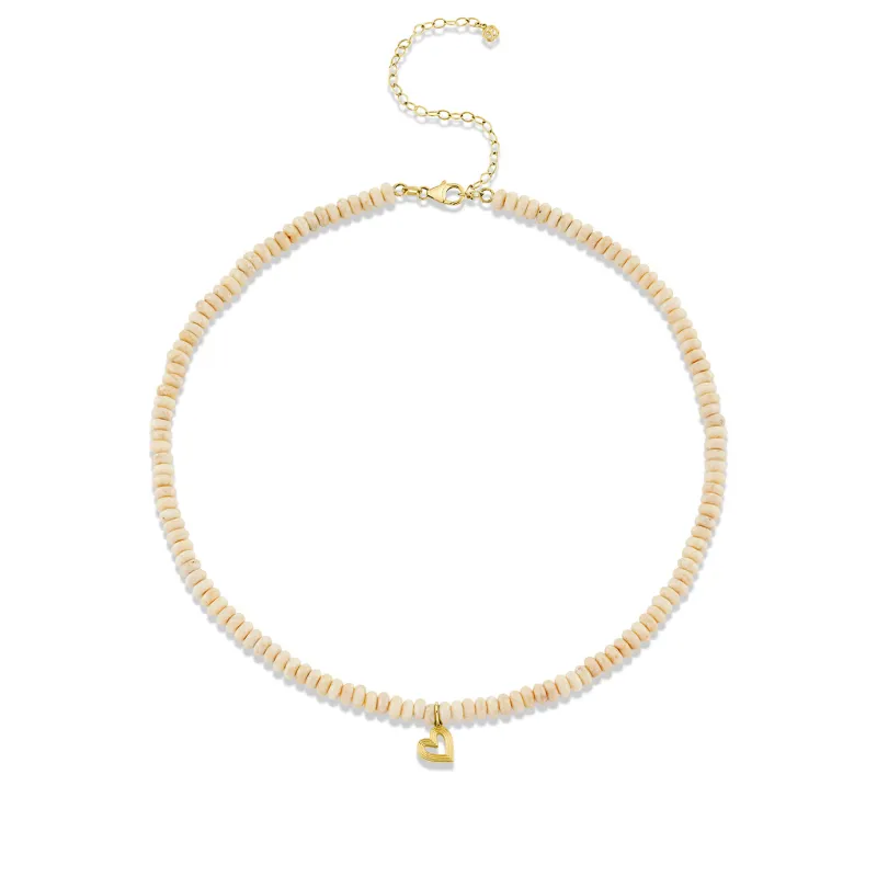 Pure Gold Fluted Heart on Cream Jasper Choker Necklace made by Sydney Evan