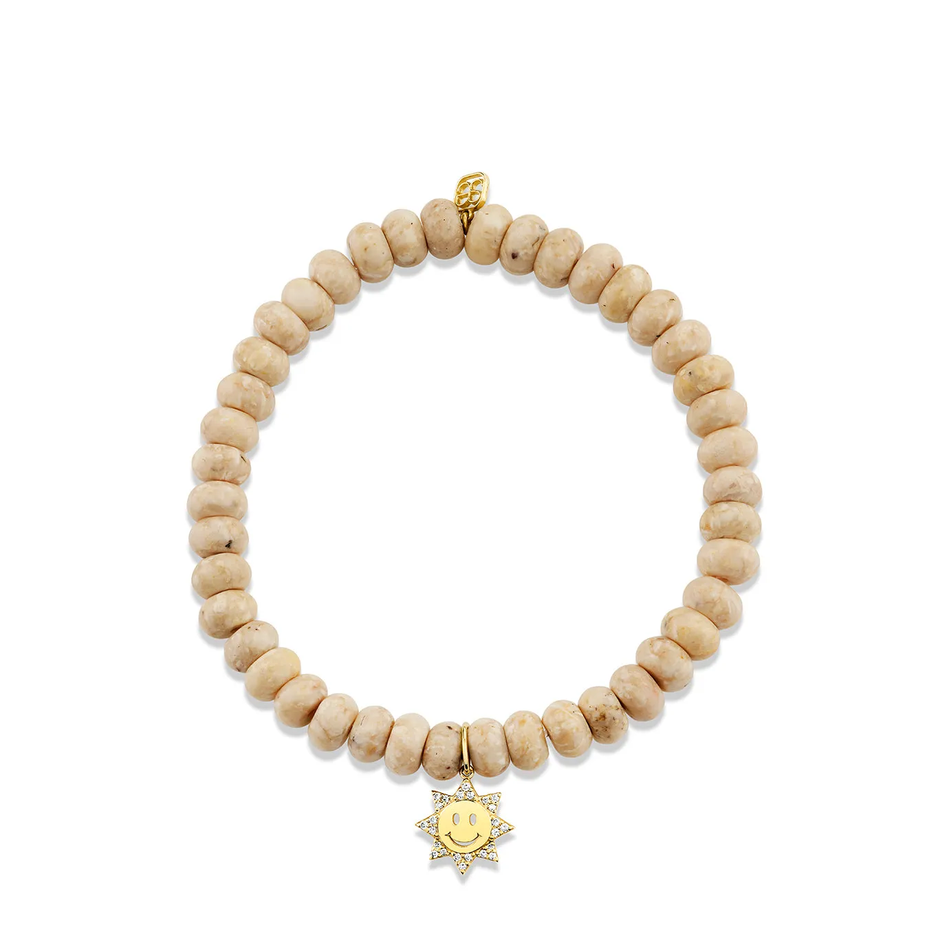Gold & Diamond Small Happy Face Sun on Cream Jasper sold by Sydney Evan product image thumbnail 2