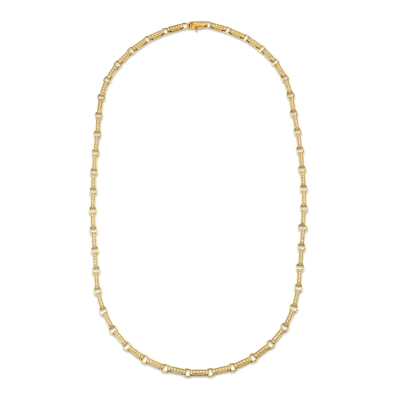 Gold & Diamond Medium Round Rectangle Link Necklace made by Sydney Evan