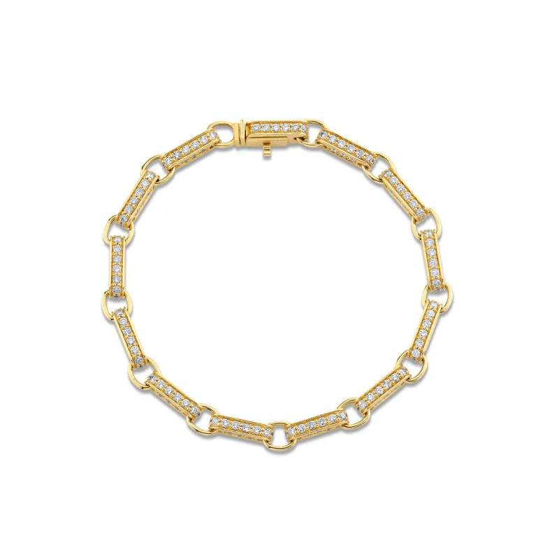 Gold & Diamond Round Rectangle Link Bracelet made by Sydney Evan