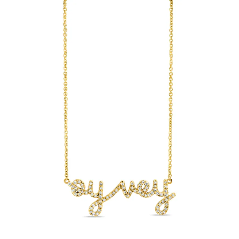Gold & Diamond Oy Vey Necklace made by Sydney Evan