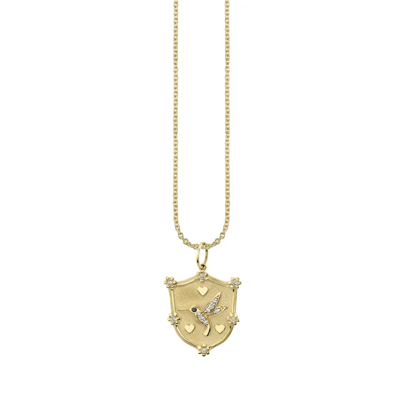 Gold & Diamond Hummingbird Crest Charm made by Sydney Evan
