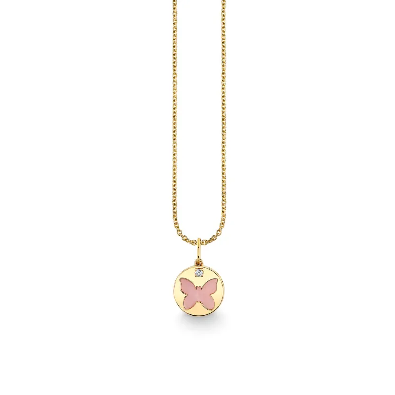 Gold & Diamond Butterfly Stone Inlay Icon Charm made by Sydney Evan