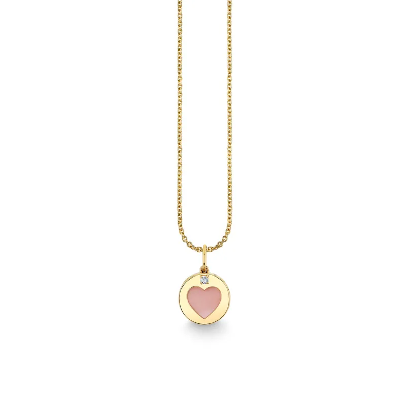 Gold & Diamond Heart Stone Inlay Icon Charm made by Sydney Evan