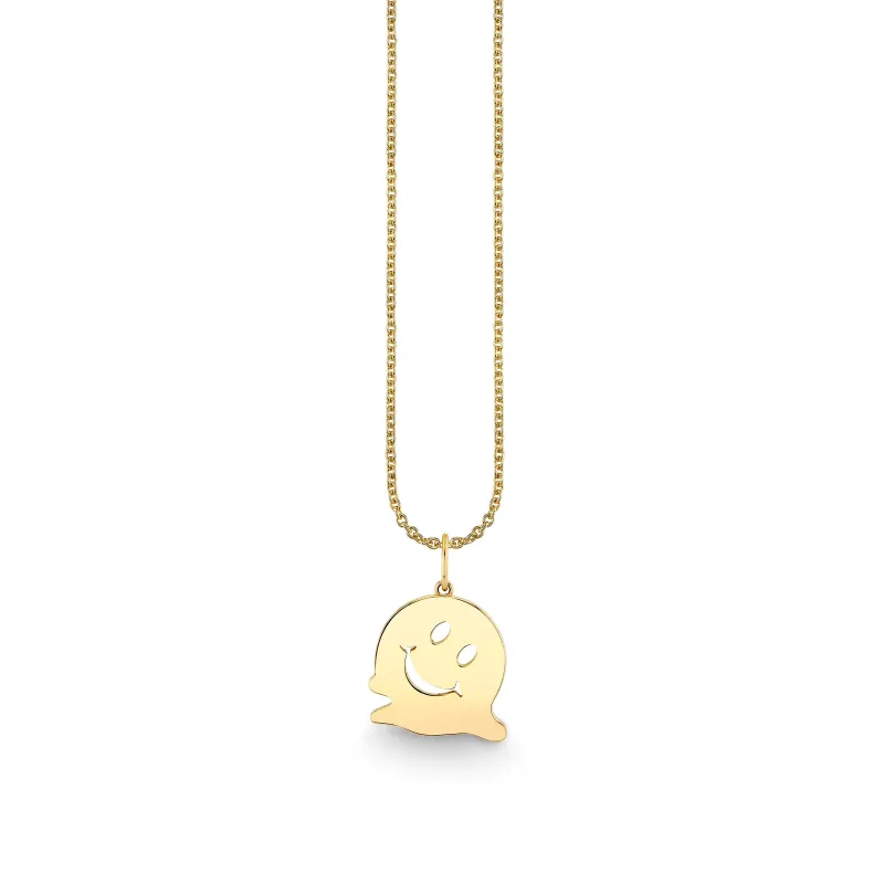 Pure Gold Melting Happy Face Charm made by Sydney Evan