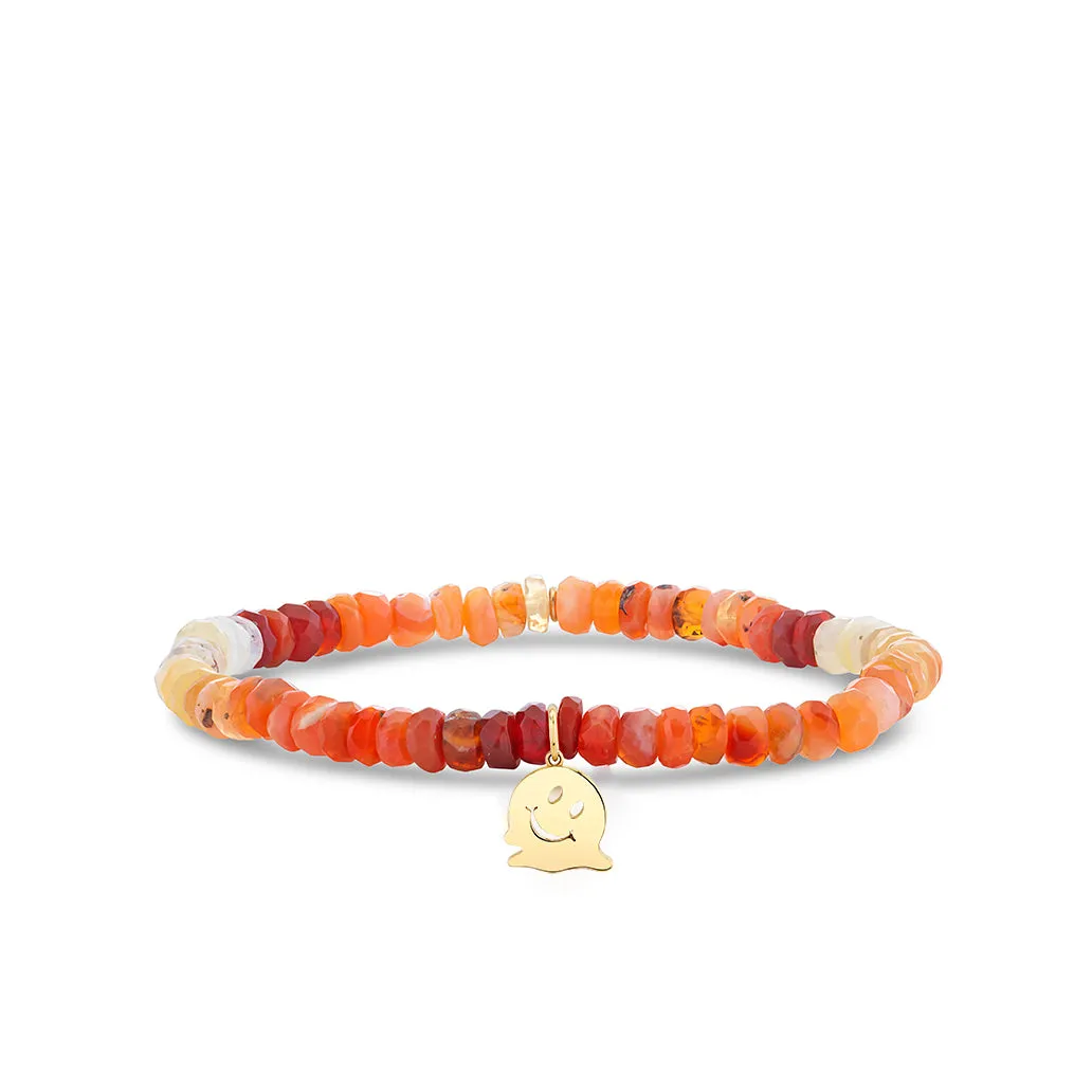 Pure Gold Small Melting Happy Face on Fire Opal sold by Sydney Evan