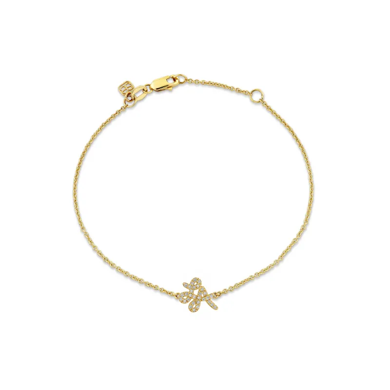 Gold & Diamond Small LA Script Bracelet made by Sydney Evan
