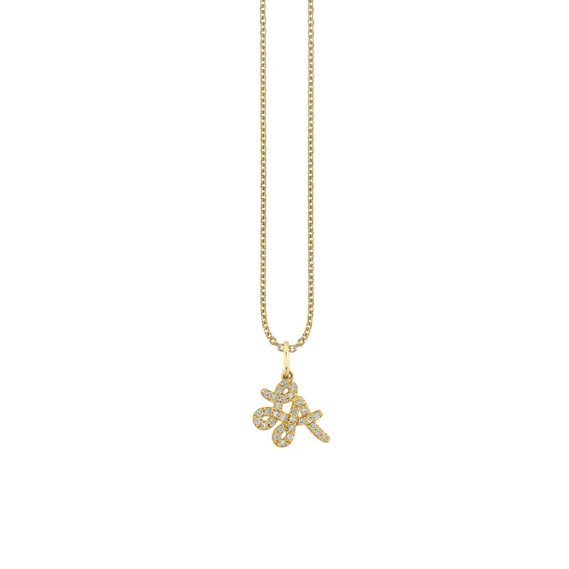 Gold & Diamond Small LA Script Charm made by Sydney Evan