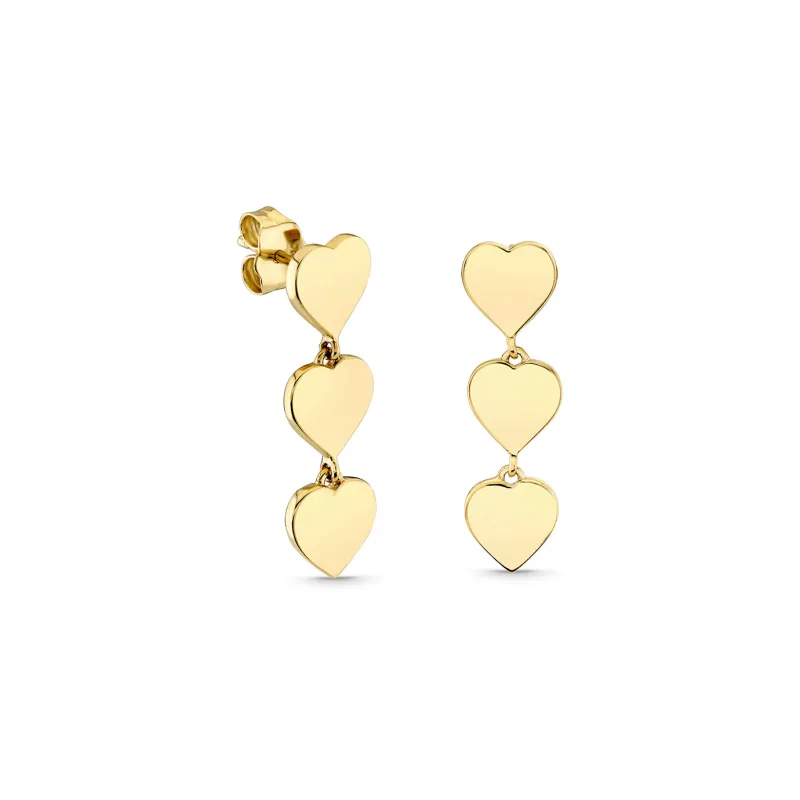 Pure Gold Heart Linear Earrings made by Sydney Evan