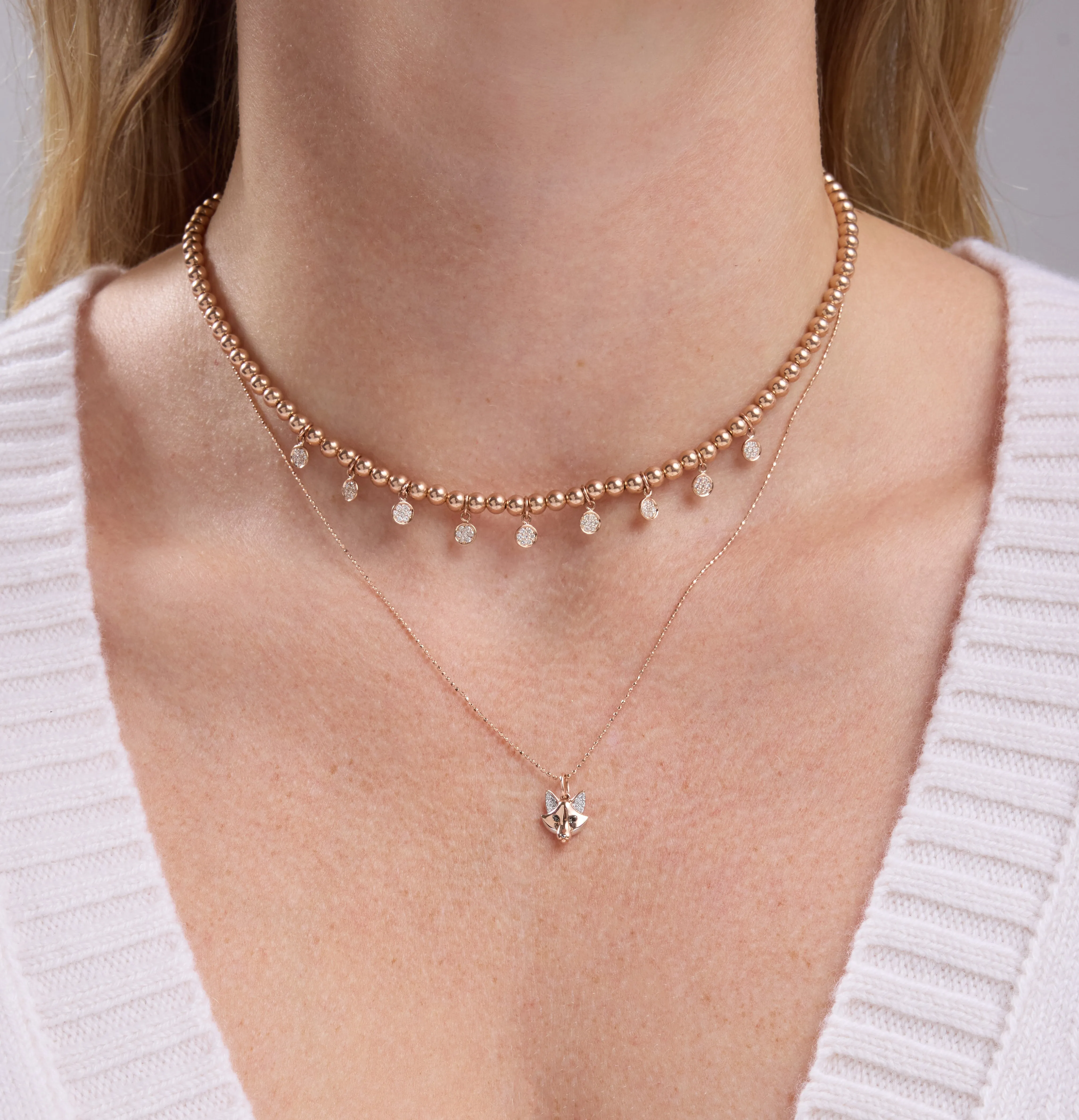 Rose Gold & Diamond Multi Tiny Disc Necklace sold by Sydney Evan product image thumbnail 2