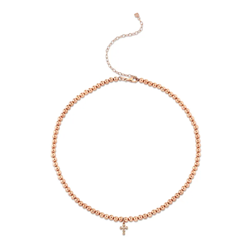 Rose Gold & Diamond Cross Necklace made by Sydney Evan