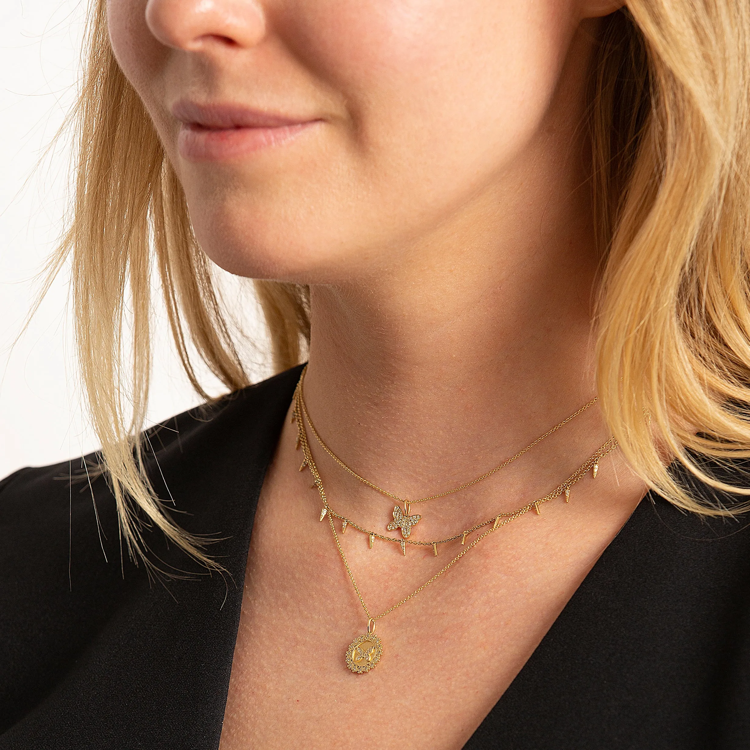 Gold & Diamond Butterfly Coin Charm sold by Sydney Evan product image thumbnail 2