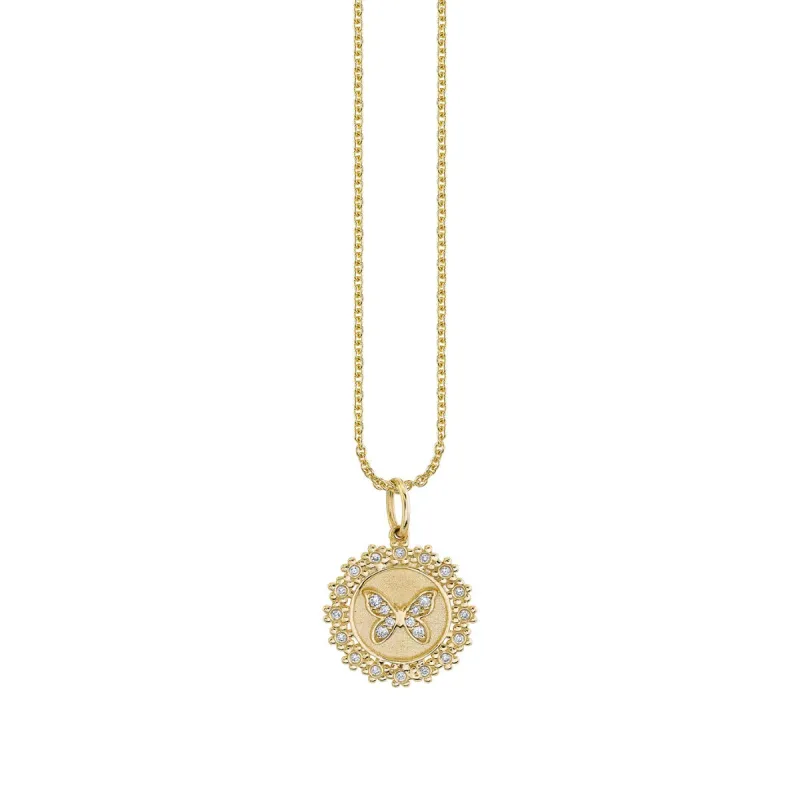 Gold & Diamond Butterfly Coin Charm made by Sydney Evan