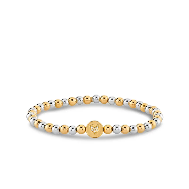 Gold & Diamond Peace & Love Bead on Two-Tone Gold Beads made by Sydney Evan