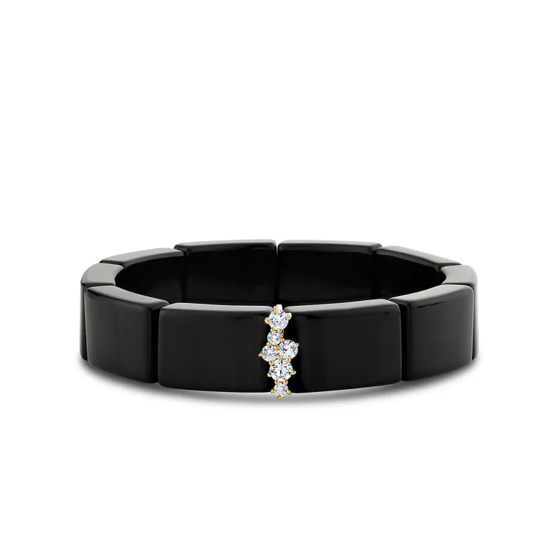 Gold & Diamond 12mm Cocktail Spacer on Black Onyx Rectangle Bead made by Sydney Evan