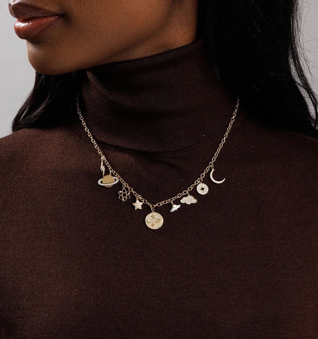 Gold & Diamond Celestial Multi Charm Necklace sold by Sydney Evan product image thumbnail 2