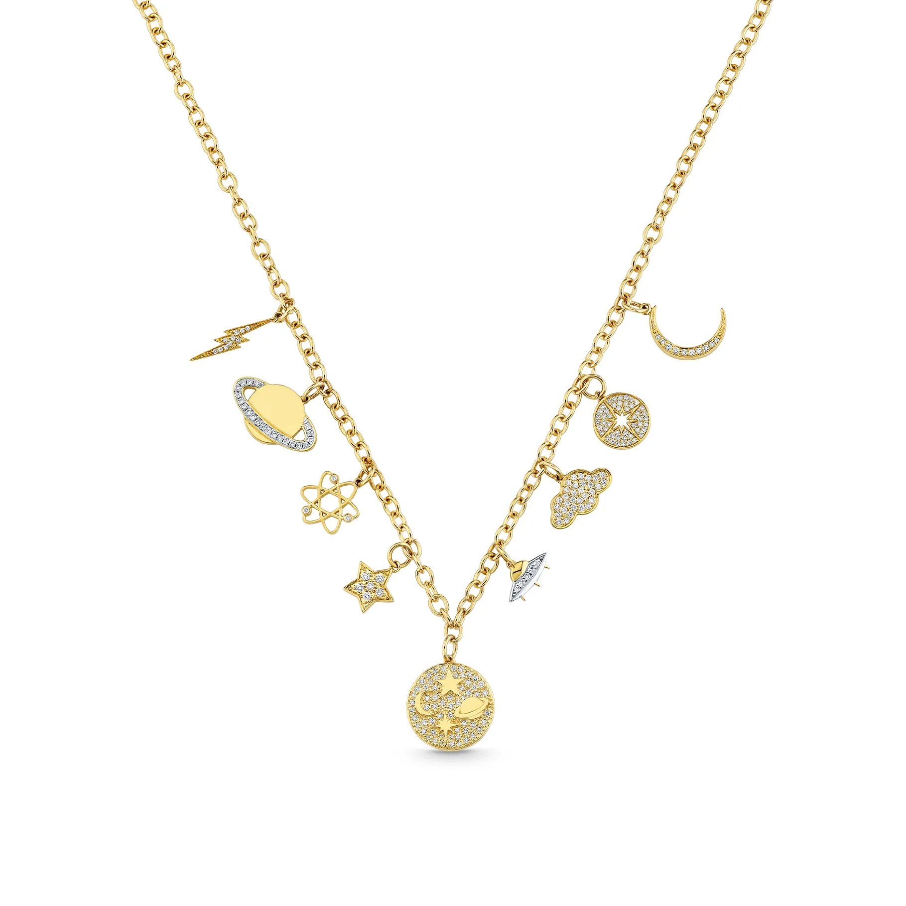 Gold & Diamond Celestial Multi Charm Necklace sold by Sydney Evan product image thumbnail 3