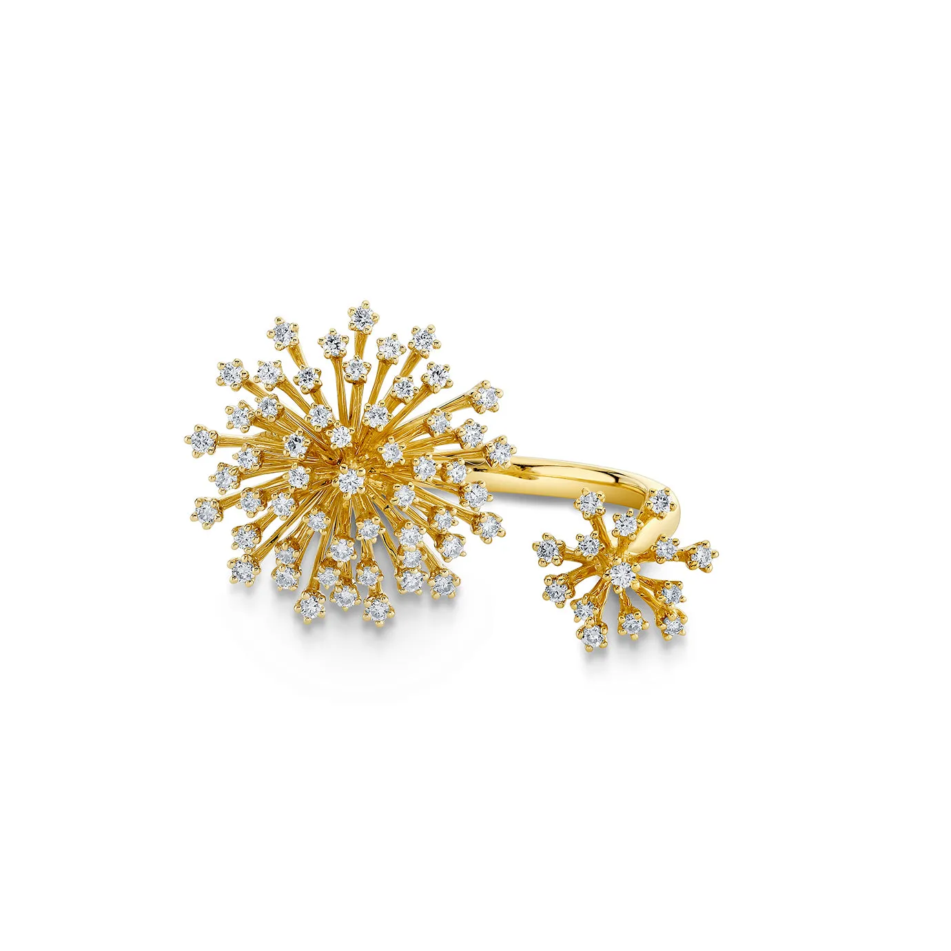 Gold & Diamond Burst Flower Wrap Ring sold by Sydney Evan product image thumbnail 2
