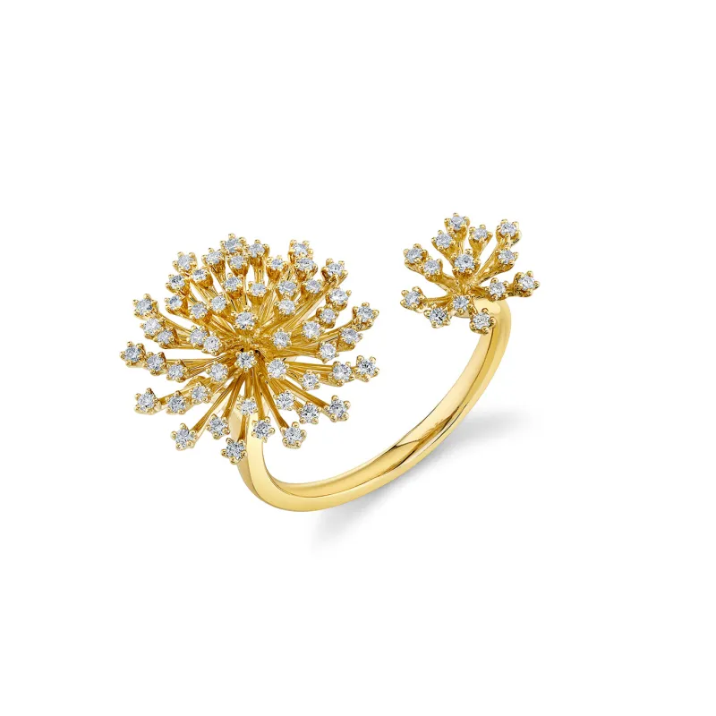 Gold & Diamond Burst Flower Wrap Ring made by Sydney Evan