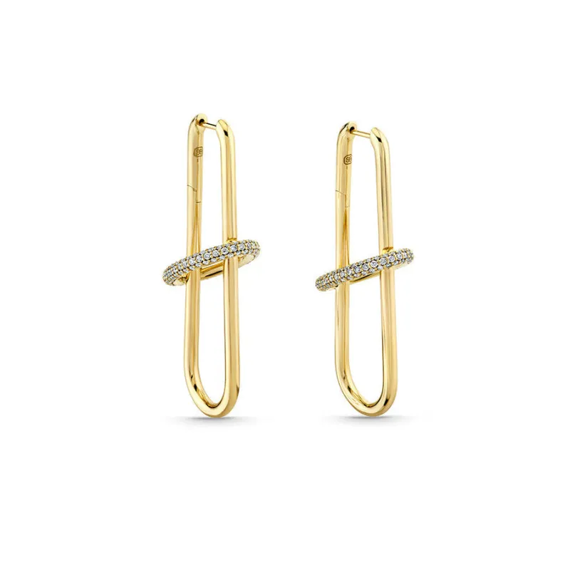 Gold & Diamond Tube Earrings made by Sydney Evan