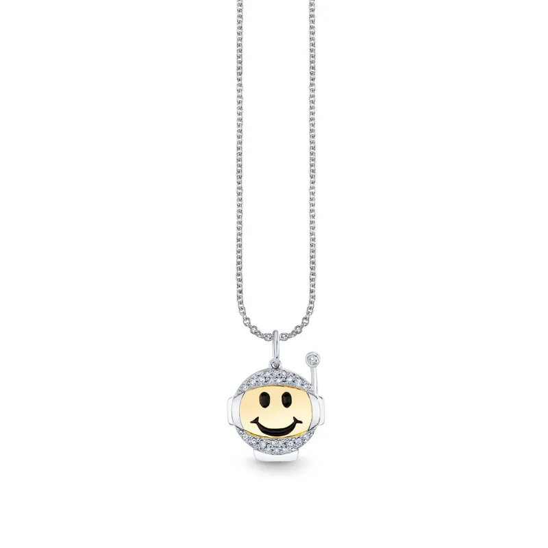 Gold & Diamond Astronaut Happy Face Charm made by Sydney Evan
