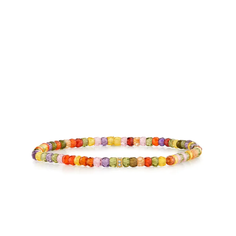 Gold & Diamond 2mm Small Pave Rectangle Bead on Multicolor Zirconia made by Sydney Evan