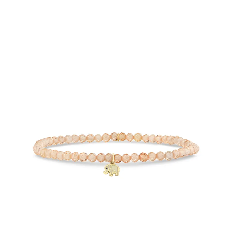 Gold & Enamel Mini Elephant on Beige Zircon made by Sydney Evan
