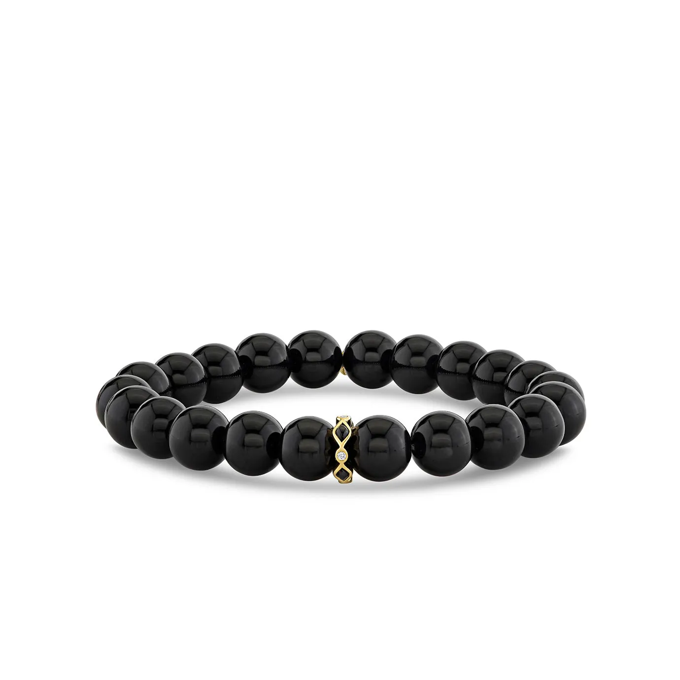 Gold & Diamond 8mm Onyx Bezel Rondelle on Onyx sold by Sydney Evan