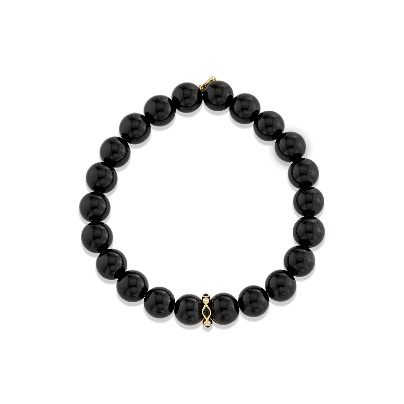 Gold & Diamond 8mm Onyx Bezel Rondelle on Onyx sold by Sydney Evan product image thumbnail 2