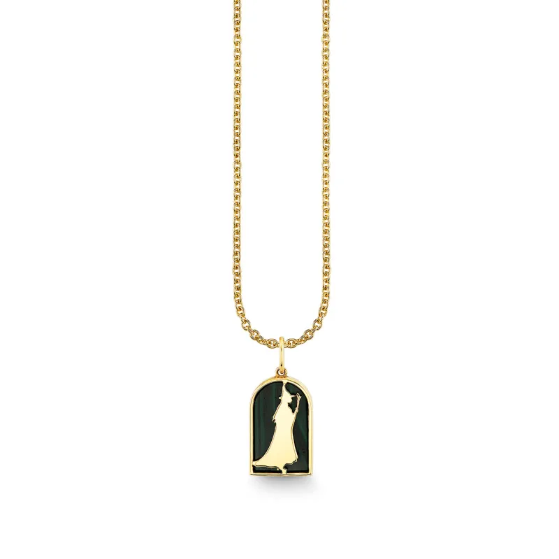Gold & Malachite Wicked Elphaba Silhouette Stone Inlay Charm made by Sydney Evan