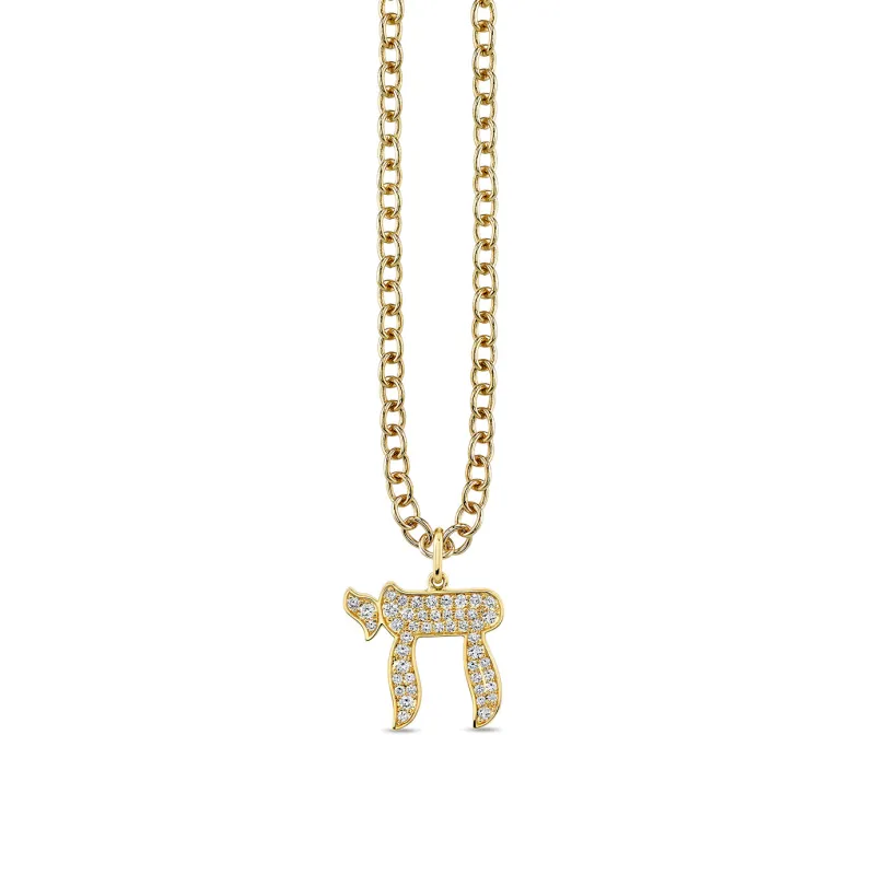Gold & Diamond Extra Large Chai Charm made by Sydney Evan