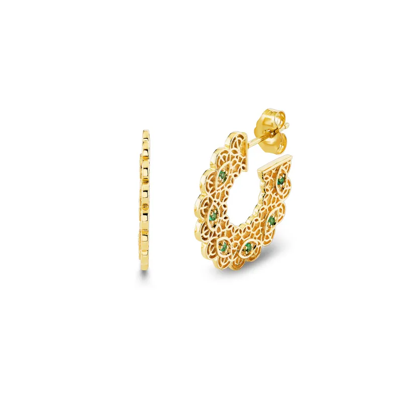 Gold & Gemstone Wicked Filigree Hoops made by Sydney Evan