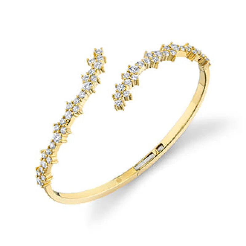 Gold & Diamond Cocktail Wrap Hinge Bangle made by Sydney Evan