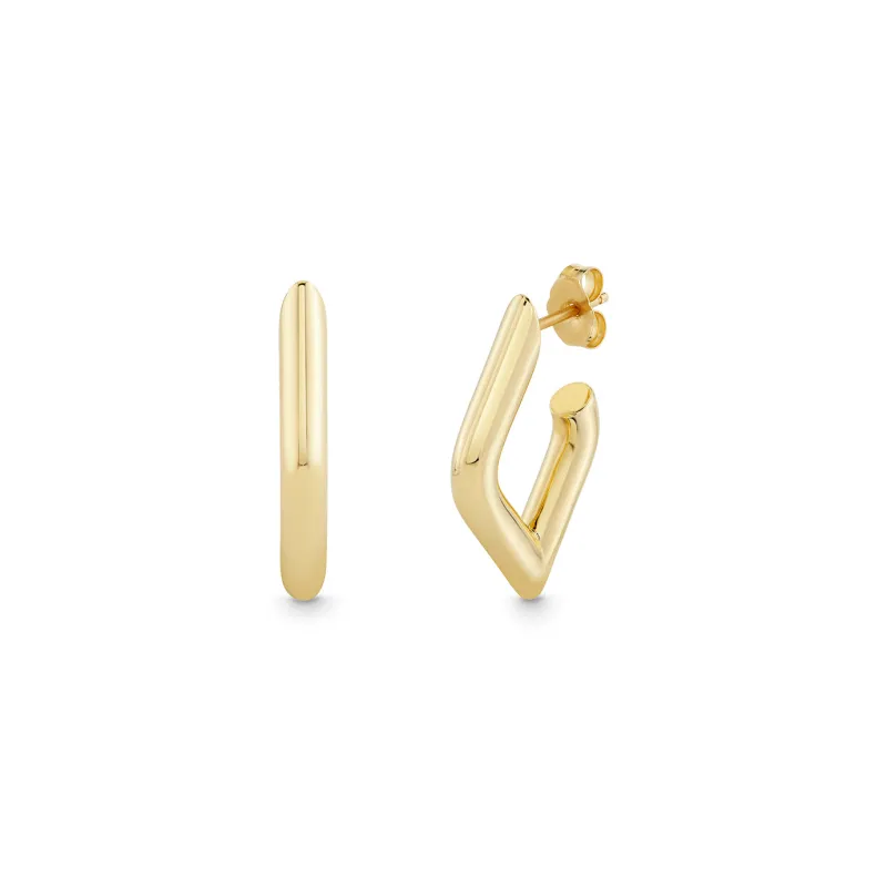 Pure Gold Medium Tube Marquise Eye Hoops made by Sydney Evan