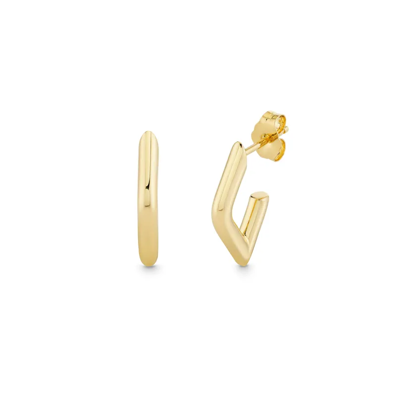 Pure Gold Small Tube Marquise Eye Hoop made by Sydney Evan