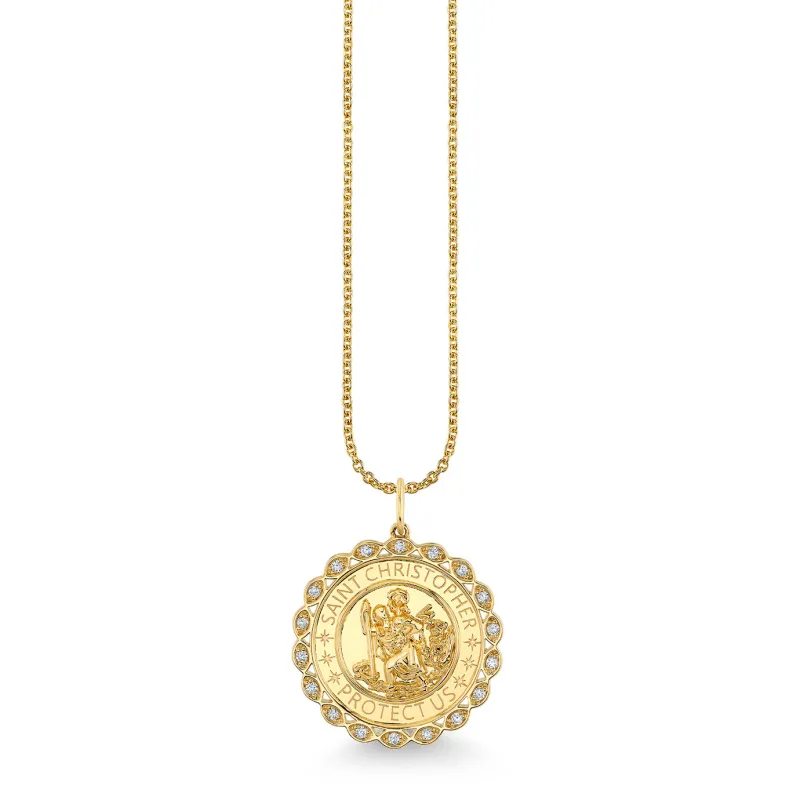 Gold & Diamond Saint Christopher Coin Charm made by Sydney Evan