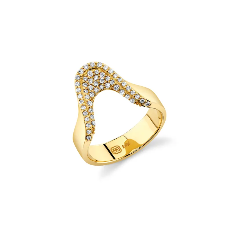 Gold & Diamond Deep Curved Pave Ring made by Sydney Evan