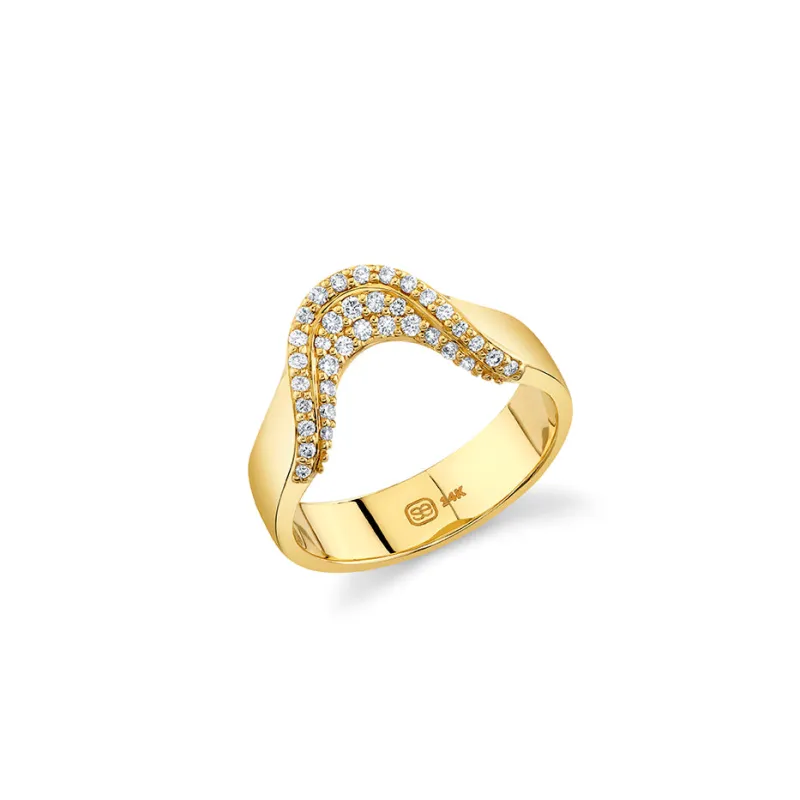 Gold & Diamond Curved Pave Ring made by Sydney Evan
