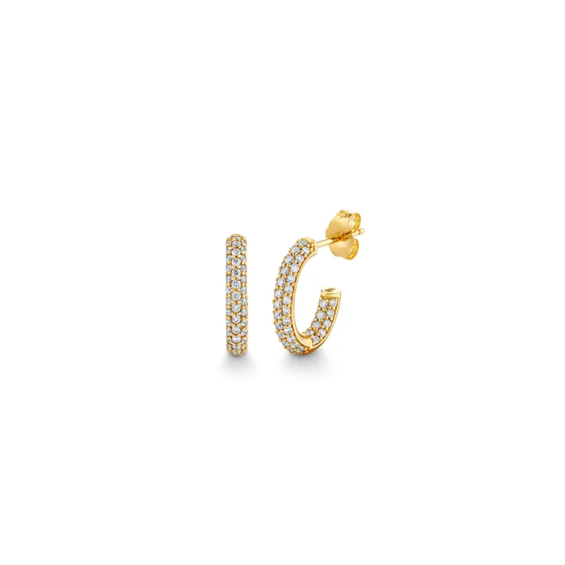 Gold & Diamond Small Pave Tube Oval Hoops made by Sydney Evan