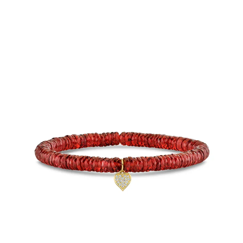 Gold & Diamond Tiny Heart on Garnet made by Sydney Evan