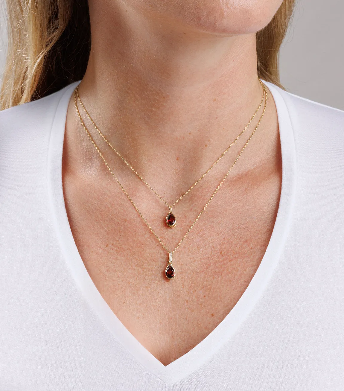 Gold & Red Garnet Icon Pear Solitaire Charm sold by Sydney Evan product image thumbnail 2