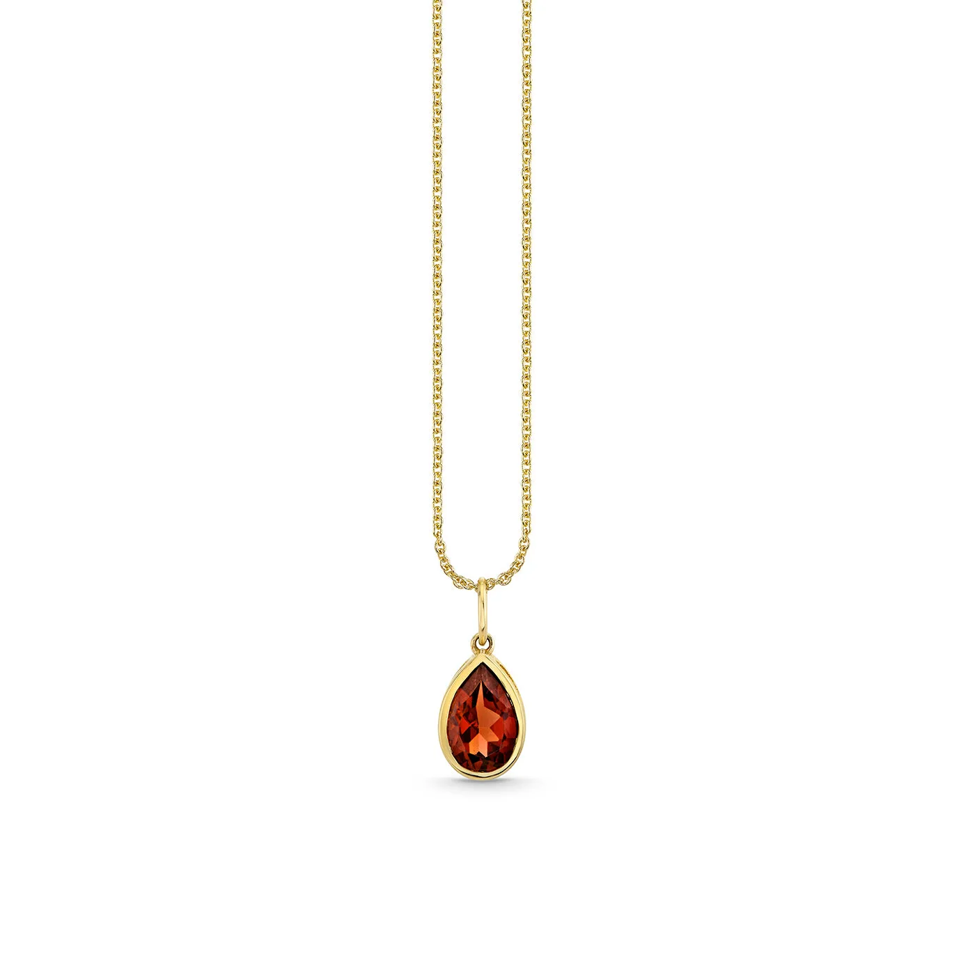 Gold & Red Garnet Icon Pear Solitaire Charm sold by Sydney Evan