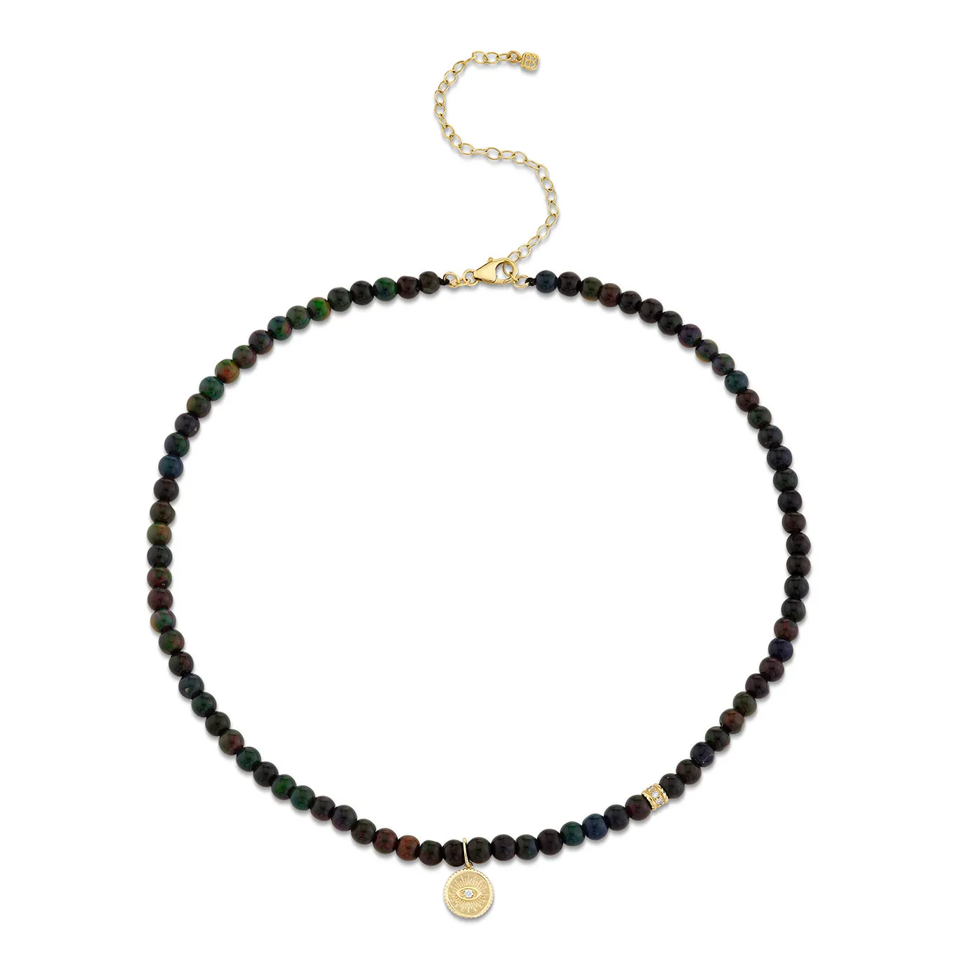 Gold & Diamond Marquise Eye Black Opal Necklace sold by Sydney Evan