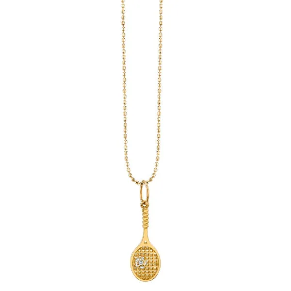 Gold & Diamond Tennis Racquet Charm sold by Sydney Evan