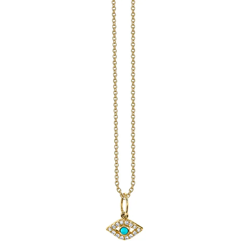 Gold & Diamond Small Eye Charm sold by Sydney Evan product image thumbnail 3