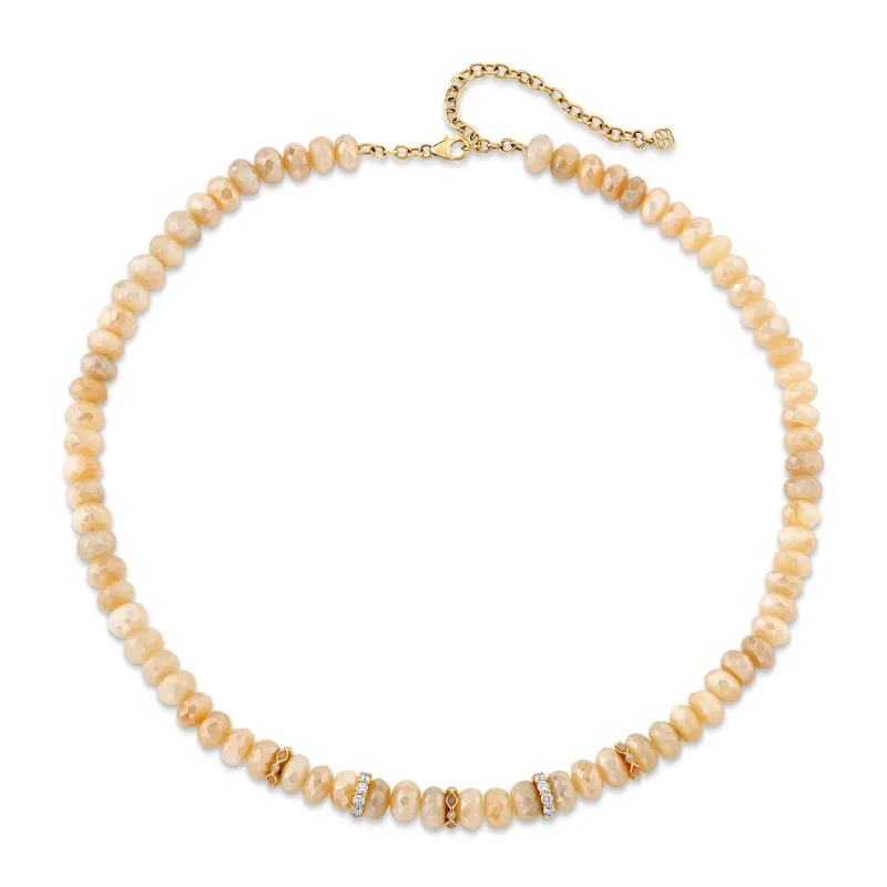 Gold & Diamond Multi Rondelle Moonstone Necklace made by Sydney Evan