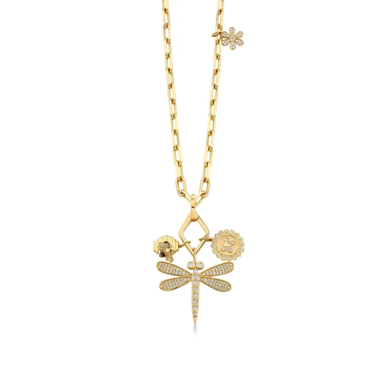 Gold & Diamond Multi Nature Charm Necklace made by Sydney Evan