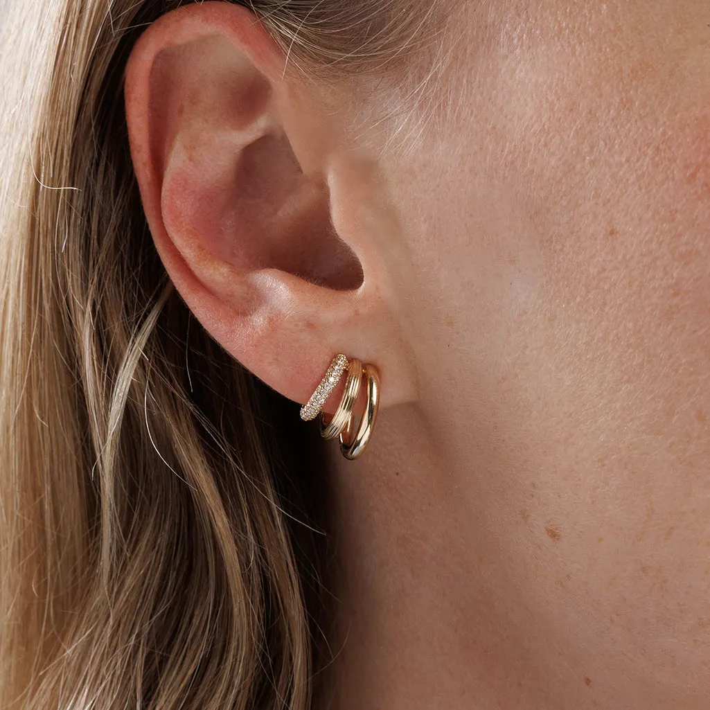 Gold & Diamond Tri Hoop Earrings sold by Sydney Evan product image thumbnail 2